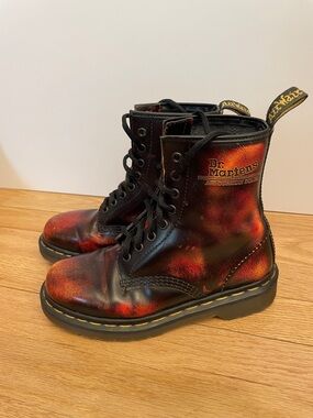 Dr. Martens 1460 Pascal Fire Flame Rub Off Finish Boots Made in England (MIE)